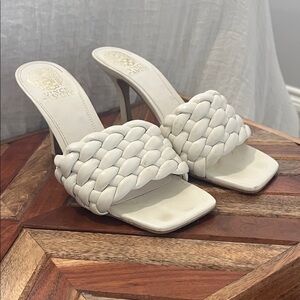 Vince Camuto Cream Braided Mules